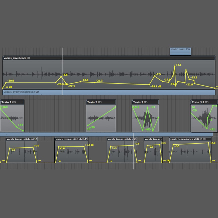 Screenshot from audio software showing editing of sound waves